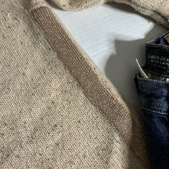 J. Crew Donegal Lambswool Sweater with Gold Shimmer Stripe - Picture 7 of 10